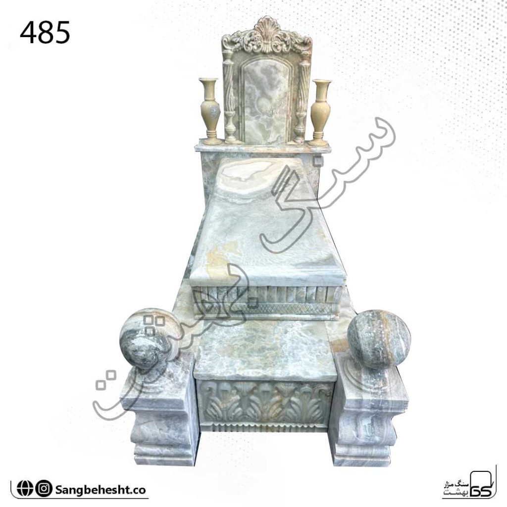 سنگ قبر نسیم بهشتی فیروزه‌ای با طراحی لوکس | کد 485
